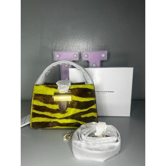 Brandon Blackwood Jordi Bag in Green Zebra Ponyhair with Brass Hardware - Picture 4 of 9